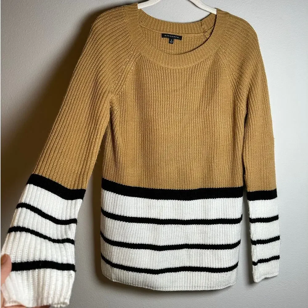 Staccato Striped Brown Pullover Sweater Women's Small